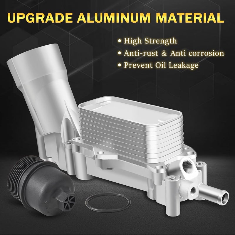 AUTOBABA Upgraded Aluminum Engine Oil Filter Housing with Oil Cooler Sensors and Gaskets Compatible with 2017-2018 Chrysler 200/300 Dodge Charger Avenger Journey Wrangler Ram Promaster 3.2 3.6 V6 - Image 4